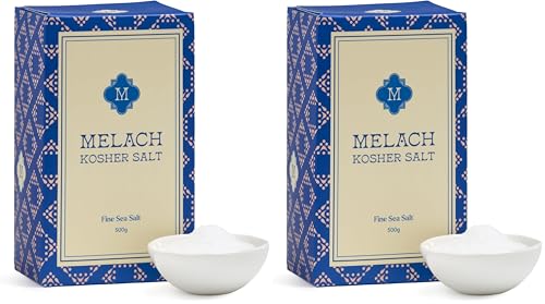 Melach Kosher Salt - 500g | Fine Sea Salt | All-Natural, Mineral-Rich Kosher Salt | Versatile for Cooking, Baking & Beyond (Pack of 2)