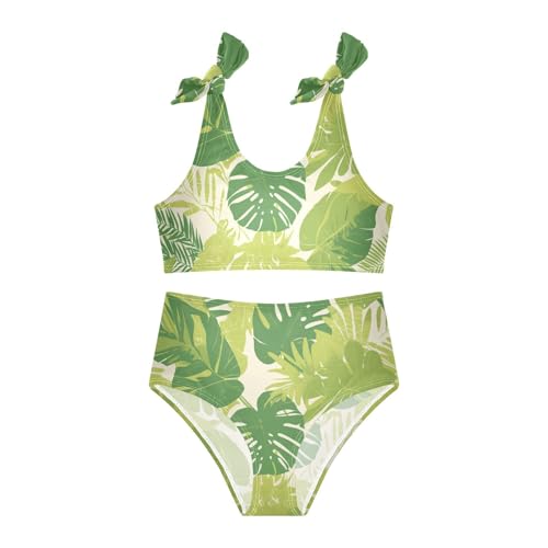 Tropical Greens Leaves Girls' Two Piecing Kids Bikini Set Quick-Dry Swimsuit Swimwear Adjustable Strap3