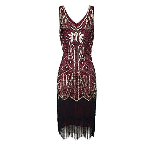 Robe de cocktail rétro 1920 rouge ajustée pour masquer les complexes