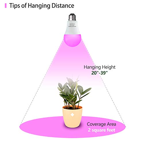 3 Pack LED Indoor Plant Grow Light Bulb A19 Bulb, Full Spectrum Plant Light Bulb, 9W E26 Grow Bulb Replace up to 100W, Grow Light for Indoor Plants, Flowers, Greenhouse, Indore Garden, Hydroponic
