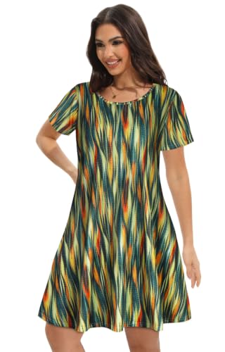Image of Summer Dresses for Women Casual Tshirt Dress Beach Sundress with Pockets