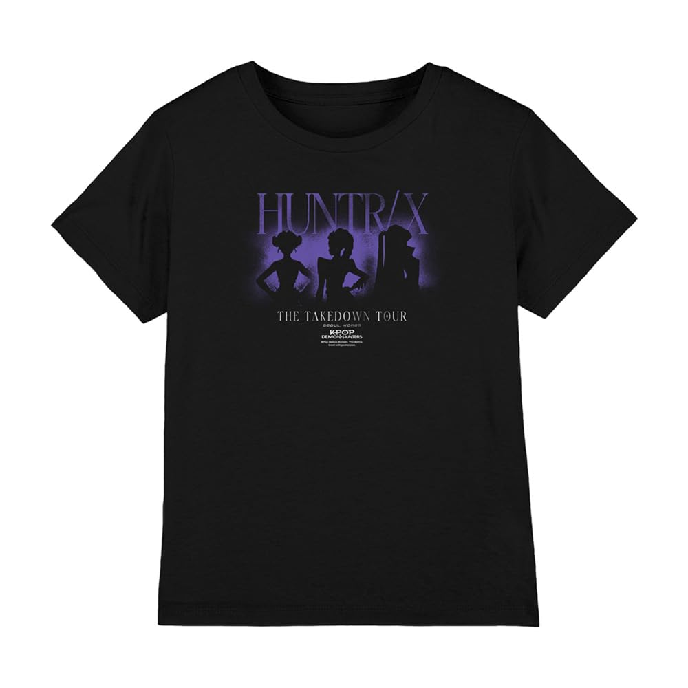 Kpop Demon Hunters Huntrix The Takedown Tour Shadows Kids T Shirt, Black, 9-11Y