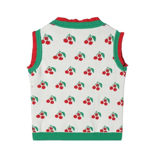 LittleSpring Toddler Baby Girl Knit Sweater Vest V Neck Button Down Soft Sleeveless2