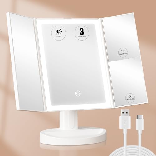 Espejo de Maquillaje LED S'bagno con 3 Modos de Luz