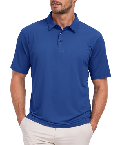Jacquard Polo Shirts for Men Short Sleeve Golf Shirt Dry Fit Moisture Wicking Performance Golf Shirts