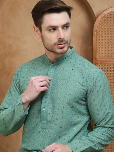 Image of Jompers Embroidered Cotton Kurtas for Men