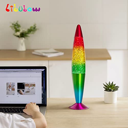 Image of 16 Inch Rainbow Glitter Lamp, 2 Bulbs,Sparkle Night Light, Relaxing Mood Lamp Home Decor Room Office Bedroom for Adults, Teens and Kids, Red Yellow Green