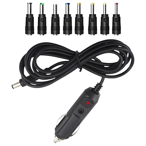 12V Cargador de Coche con 8 Conectores, 36W Cargador Conector Mechero Coche, Cable Encendedor de Cigarrillos Universal para DVD GPS Altavoces Bluetooth Cámaras y Mini Nevera, 1.5m