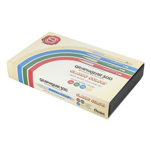 Pentel GraphGear 500 Limited Edition Mechanical Pencil, Classic Colors Box Set, 0.3, 0.5, 0.7, 0.9mm point sizes included, Box of 4 Pencils (PG520RBXSET) image 2