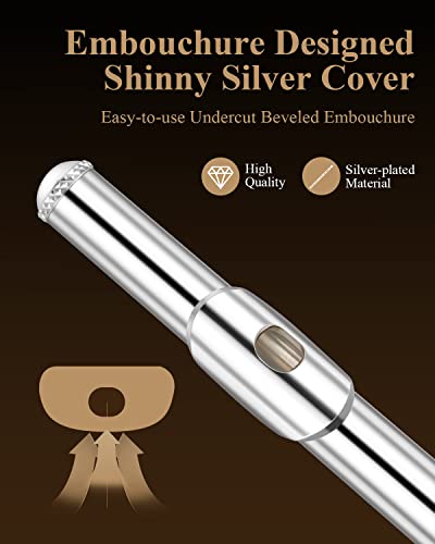 Image of Eastar 16-Key Closed Hole C Flute Advanced Upgraded Silver Full Kit, EFL-1S