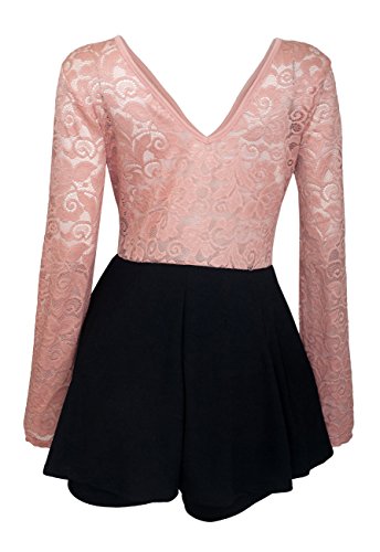Image of eVogues Plus Size Lace Overlay Romper Dress