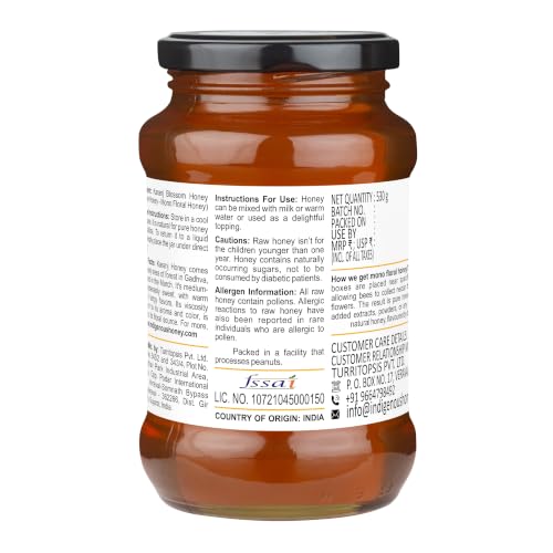 Image of INDIGENOUS HONEY Raw Karanj Honey Pure Unfiltered 17.64 oz Glass Jar