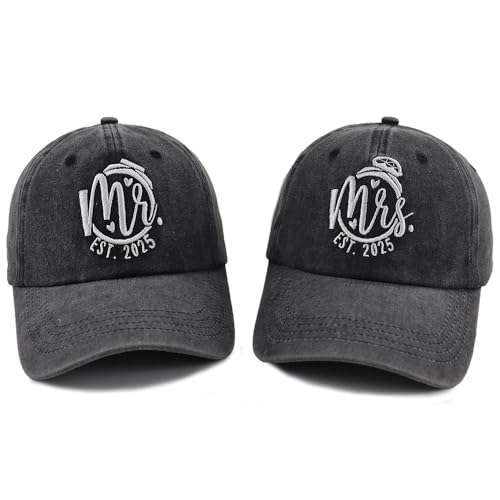 Image of 2025 Wedding Gifts for Bride Groom, Couples Her Wifey Mr Mrs Engagement, Honeymoon Outfits Essentials Baseball Cap for Bridal Gift Black