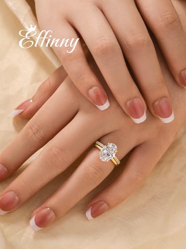 3.5ct Elongated Oval Cut Wedding Ring Set,Solitaire Engagement Ring with Open Wedding Band,925 Sterling Silver Bridal Ring Set 5