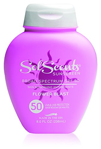 SolScents Sunscreen Scented Lotion – SPF 50 – Refreshing Sun Protection For Sensitive Skin, Water-Resistant Natural Sunblock, Moisturizes & Protects Skin From UVA & UVB Rays - Flower Blast Scent