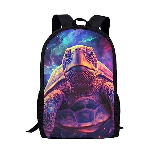 Black Kids Animal Sea Turtle Backpack for Boys Girls Lightweight Comfy Padded Durable Elementary School Backpack 17 Inch Novelty Student Child Personalized Bookbag