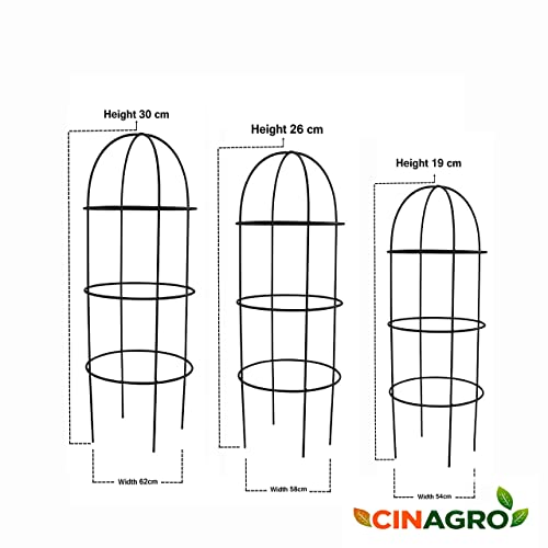 Image of CINAGRO Metal Obelisk Trellis Tubular Plant Cage,Plants /Plant Creepers /Climbers /Plant Stem Support /Climbing Support for Home Indoor & Outdoor - Durable, Black, Set of 3