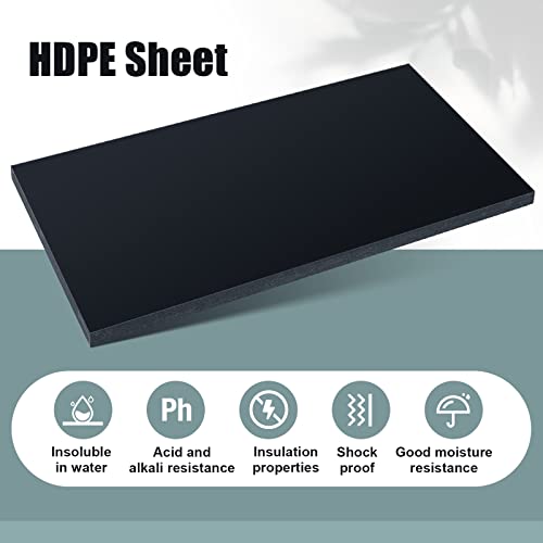 Image of Wesiti 2 Pcs HDPE Plastic Sheets 3 /4 Thick Hard HDPE Sheet Polyethylene Sheet, High Density Polyethylene Board for Crafts Flat Panel DIY Materials for Home Decor Handicrafts (Black, 12 x 24 Inch)