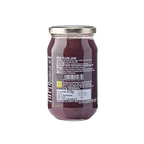 Image of Bhuira Red Plum Jam - 470g | All Natural No Added Preservatives, Artificial Colors | Handmade Himachal Vegan Spread | Breakfast Dessert Jam | Healthy Snack | Sweet Tart