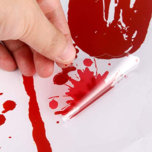Halloween Decorations 126 PCS Halloween Window Clings, 8 Sheets Bloody Handprint Footprint Halloween Wall Decal Floor Clings with Tattoo Stickers, Scary Halloween Decoration Window Stickers - Thumbnail 3