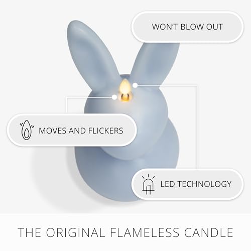 Image of Luminara Easter Bunny Candle- 4.5 inch x 4.5 inch x 8.5 inch- Flameless Real-Flame Holiday-Inspired Decor- AA Batteries- Flickering LED Flame (Cashmere Blue)