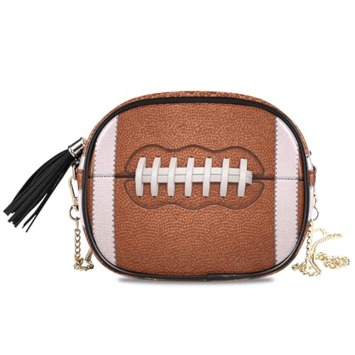 Image of ALAZA Women's American Football Close Up with White Laces PU Leather Crossbody Bag Shoulder Purse with Tassel