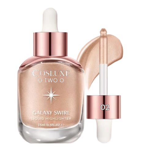 O TWO O Liquid Highlighter Galaxy Swirl, Dewy & Shimmer Finish, Long-Lasting Glow, Lightweight Face Illuminator, Buildable Shimmer Finish, 15ml (02 - Sunlight)-image-43