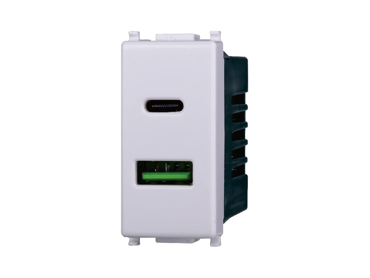 Prise USB-C + USB-A 5 V 3,1 A 2 ports, compatible avec Vimar Plana (4 pièces)