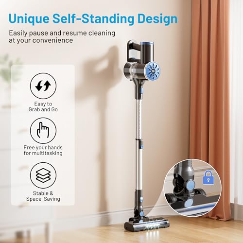 VIPSUN Cordless Vacuum Cleaner with Self-Standing, LED Screen Stick Vacuum Cleaners for Ho - image 2