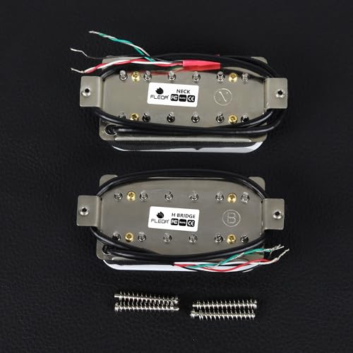 FLEOR White Ceramic Double Coil Humbucker Pickups for 6 String Electric Guitar - Neck & Bridge Pickup Set