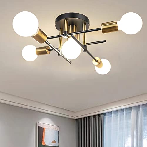 Modern Chandelier - 5 Light Industrial Vintage Style Ceiling Light for Bedroom, Kitchen, Dining Room, Loft, Office
