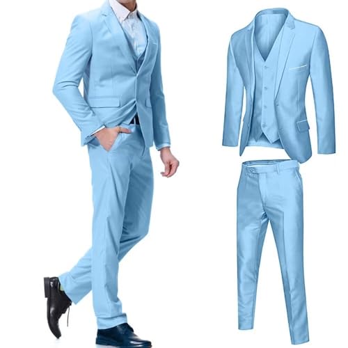 Mens 3 Pieces Classic Suit Wedding Blazer Grooms Jackets Vests Pants Suits3