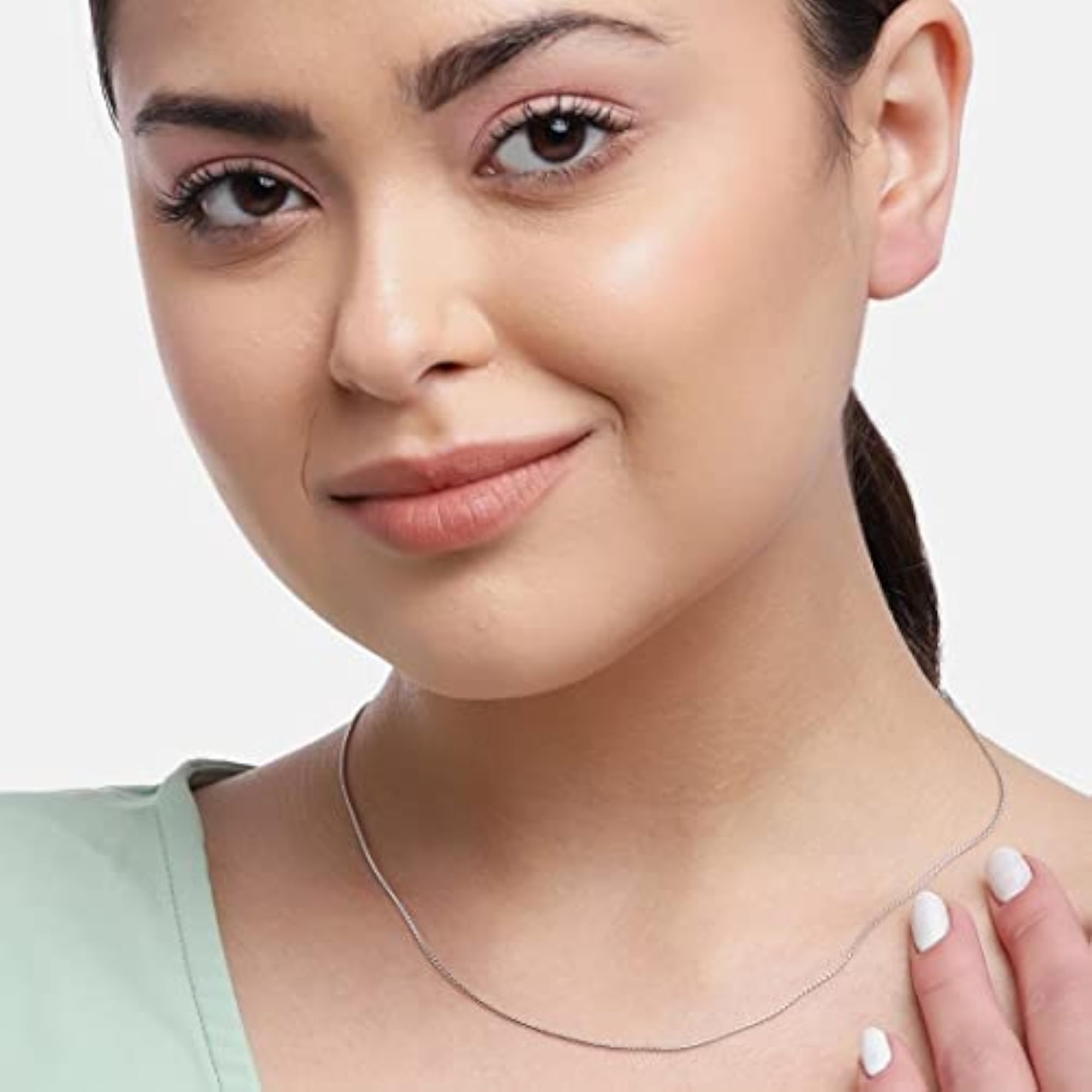 925 Sterling Silver Twisted Rhodium Plated Adjustable Chain Necklace