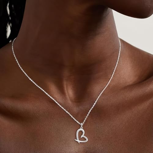 CeaKIev S925 Sterling Silver Heart Necklace for Women, Dainty Love Pendant with CZ, Jewelry Gift for Birthday, Anniversary, Valentine’s Day, Mother’s Day3