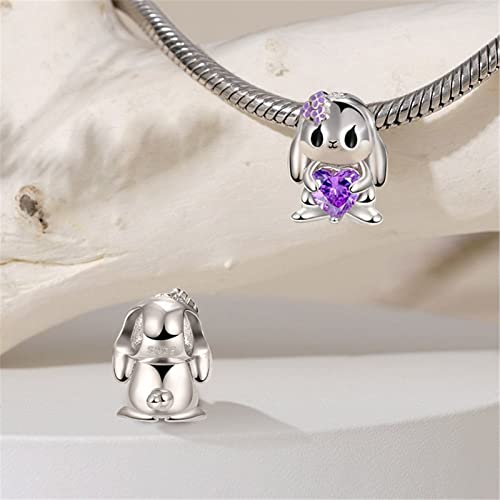 Image of GNOCE Embraces Heart Gemstone Bead Charms 925 Sterling Silver Rabbit Horse Triceratops Snake Monkey Cat Platypus Sloth Bear Pig Yak Ghost Matryoshka Doll Jewelry Gift for Women