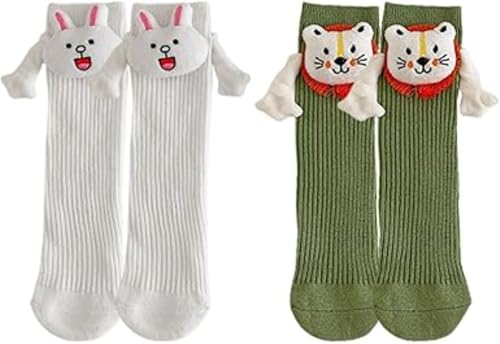 Couple Holding Hands Socks Funny Magnetic Hand Socks Unisex Mid Tube for Couples Holiday Couple Unique Funny Gift Comfortable and Durable (Style 9 White+Green)
