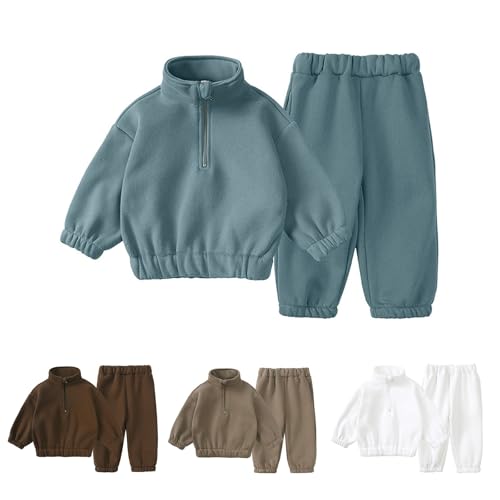 Boys Girls Athletic Pants Set Kids Mock Neck Half Zip Up Long Sleeve Pullover Shirts Elastic Waist Jogger Set