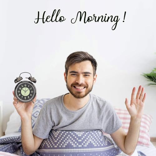 Lesipee Loud Alarm Clock for Heavy Sleeper, Clocks for Bedroom, 4'' Battery Operated Metal Clocks with Night Light, Retro Analog Clock Bedside Bedroom with Luminous dial Non-Ticking