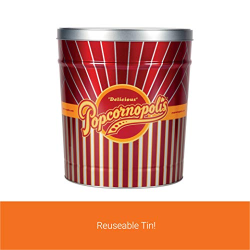 Popcornopolis Gourmet Popcorn 3.5 Gallon Tin - Classic Including Caramel, Cheddar and Kettle Corn