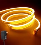 HIFILUZ Luces Led Amarillo Neon 5M Luz Led 600 Ledes Flex Cortable Silicona Neon Lights 12V Tiras Led para Cuarto Exterior...