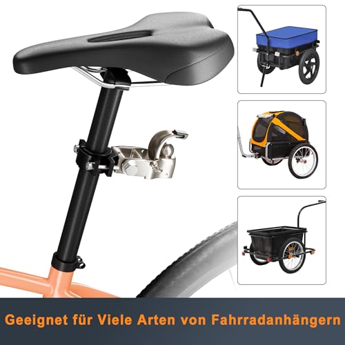 NICEDACK Anhängerkupplung für Fahrrad, Kupplung Lastenanhänger, Verzinkter Stahl Fahrradanhänger Kupplung Kompatibel mit Allen gängigen Fahrradsattelstützen, Fahrrad Anhängerkupplung