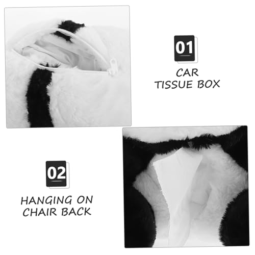 Boîte à mouchoirs voiture panda en peluche lavable créative et robuste - 8