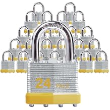 Keyed Alike Laminated Steel Padlocks with Normal Shackle for Sheds, Fences & Lockers 24-Pack