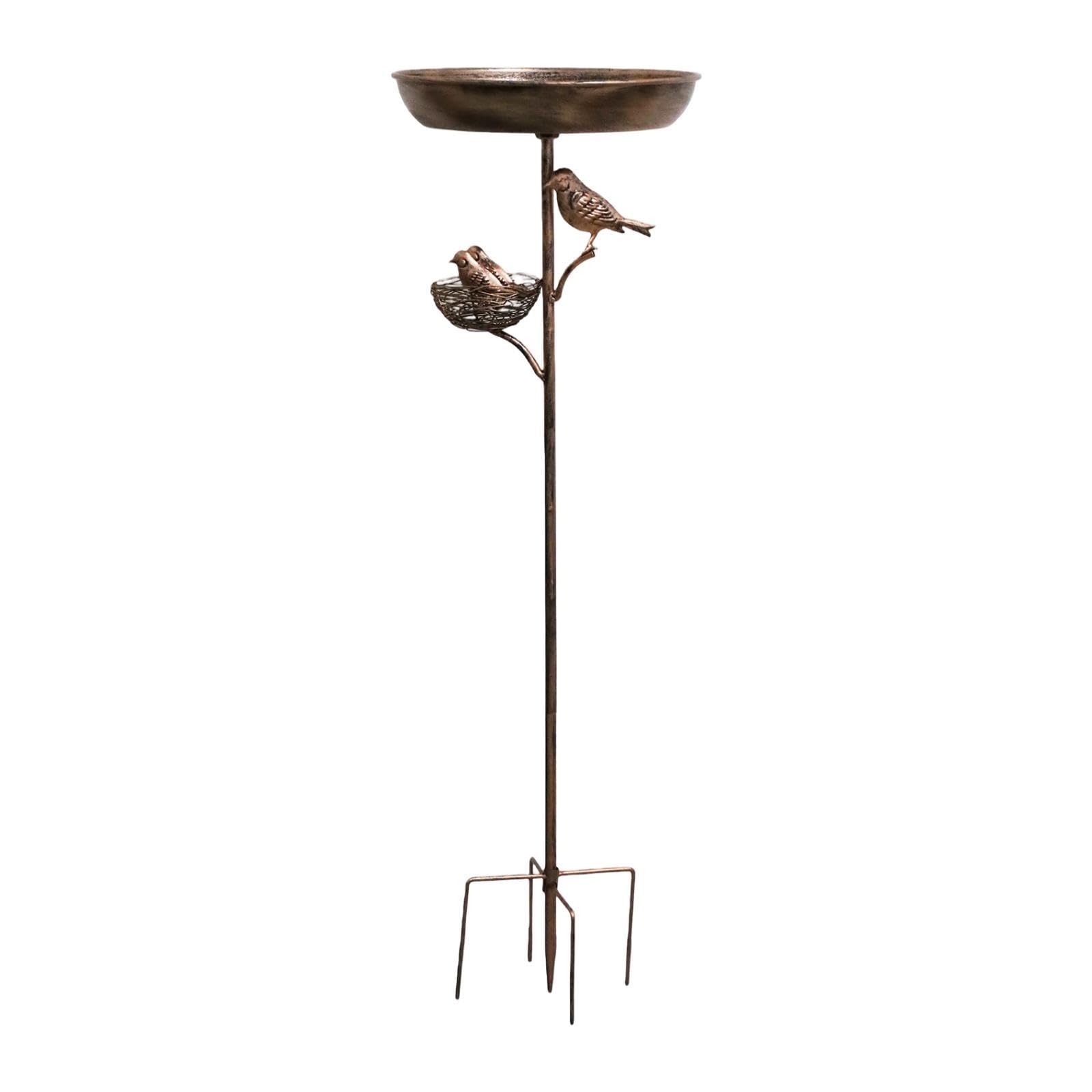 Mangeoire oiseaux extérieure avec bain de jardin et plateau en métal