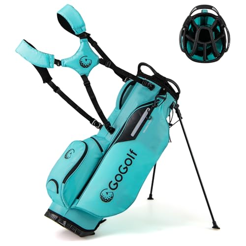 COSTWAY Golf Standtasche, Golf Bag mit 8 er Unterteilung & Regenhaube, leichte Golftasche mit 5 Taschen & Standfüßen, Pencil Bag tragbar für Herren, Damen (Türkis) COSTWAY Golf Standtasche, Golf Bag mit 8 er Unterteilung & Regenhaube, leichte Golftasche mit 5 Taschen & Standfüßen, Pencil Bag tragbar für Herren, Damen (Türkis)