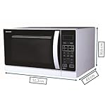 Sharp R742INW 2-in-1 Mikrowelle mit Grill / 25 L / 900 W / 1000 W / LED-Display / 8 Automatikprogramme / Gewichtgesteuertes Auftauen / Kindersicherung / Energiesparmodus / hoher Rost / silber – Bild 2