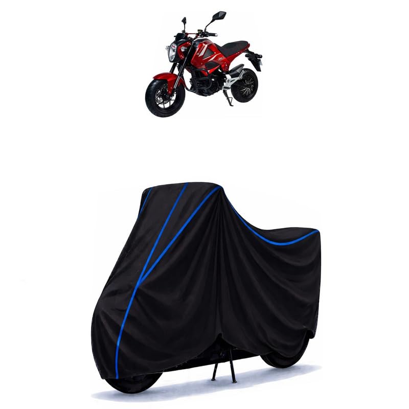 Image of Scooty Cover Water Resistant for Monster Bike | Universal Scooter & Bike Cover | Heavy Duty UV Dust, Rain & Scratch Protection | Elastic Fit All Weather Indoor Outdoor | Black with Blue Piping