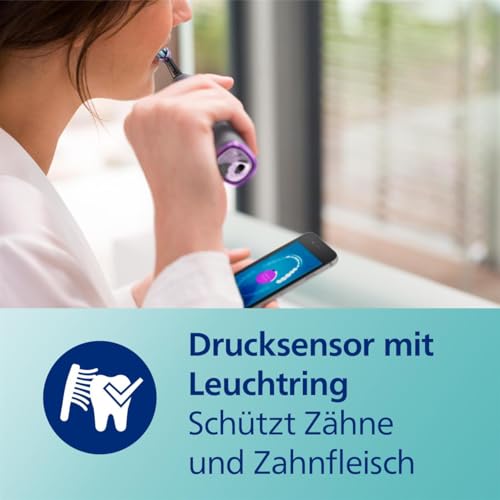 Philips Sonicare DiamondClean Smart 9400 elektrische Zahnbürste, Schallzahnbürste mit App, Drucksensor, Bürstenkopferkennung, 4 Putzmodi und 3 Intensitätsstufen, Grau, Modell HX9917/90 – Bild 7