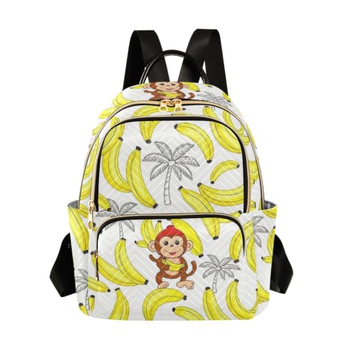 Sac à dos décontracté Wudan S-M motif voyage singes et palmiers