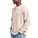 Henley Shirts for Men Long Sleeve Waffle Knit Big and Tall Shirt Plain Plus Size Cozy Golf Jerseys Workout Thermal Shirts Lightweight Fashion Waffle Texture Shirt Long Sleeve Tshirts Khaki 2XL